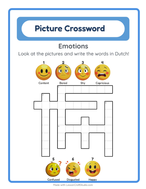 Picture crossword – Feelings