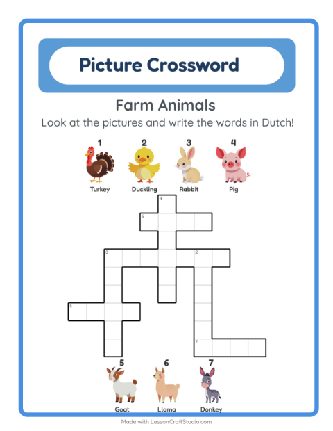 Picture crossword – Farm Animals