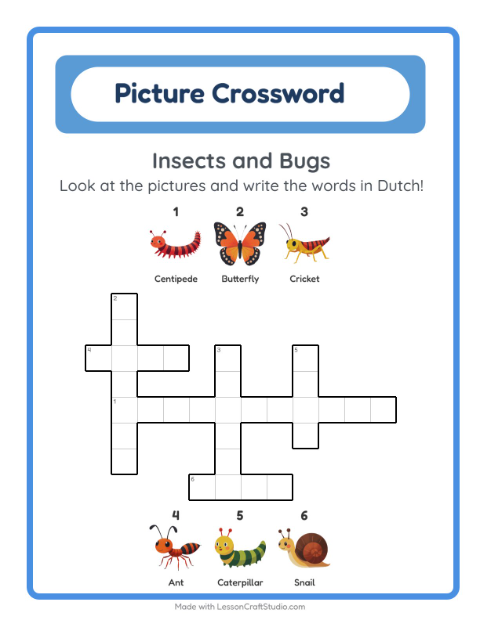 Picture crossword – Insects and Bugs
