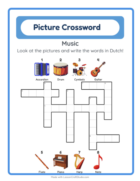 Picture crossword – Musical Instruments