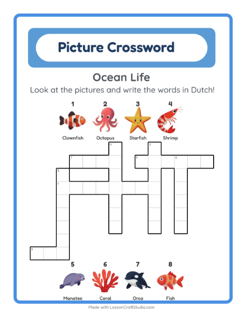 Picture crossword – Ocean Life