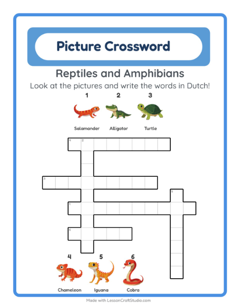 Picture crossword – Reptiles and Amphibians