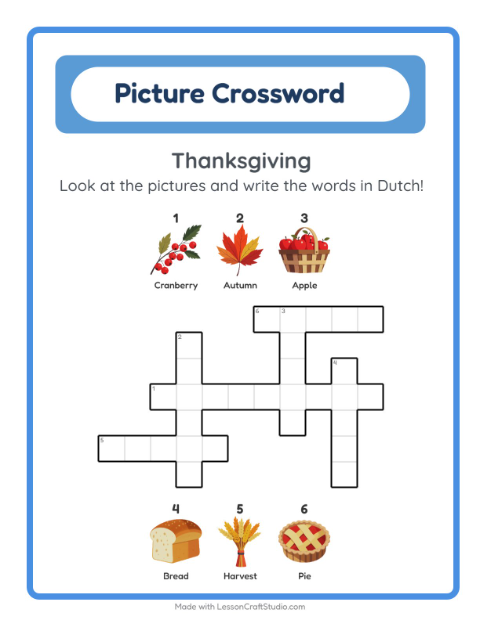 Picture crossword – Thanksgiving