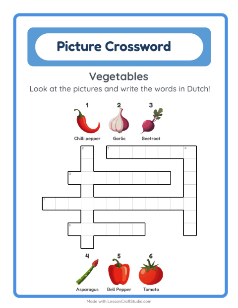 Picture crossword – Vegetables