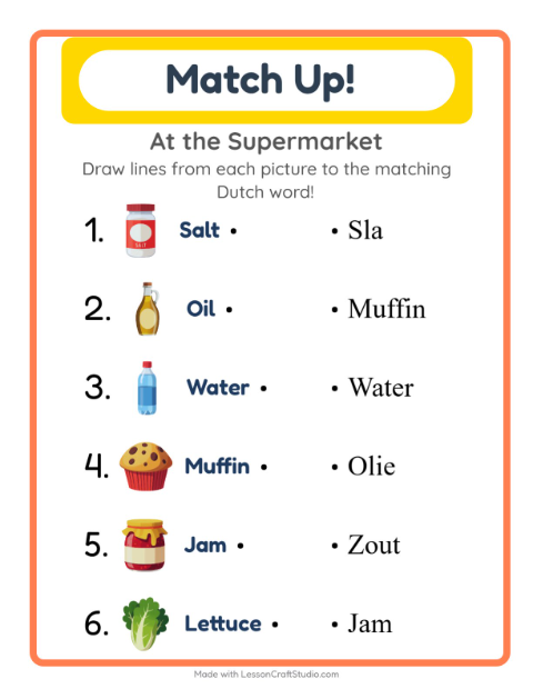 Picture-word match – Supermarket Things