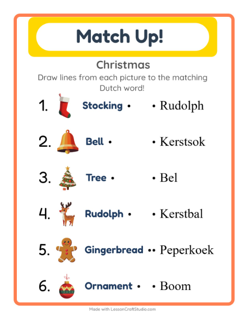 Picture-word match – Christmas