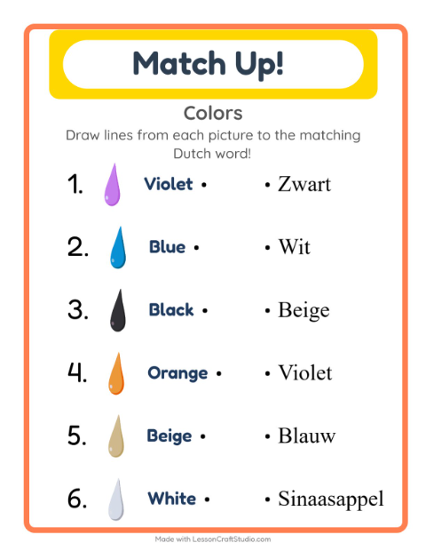 Picture-word match – Colors