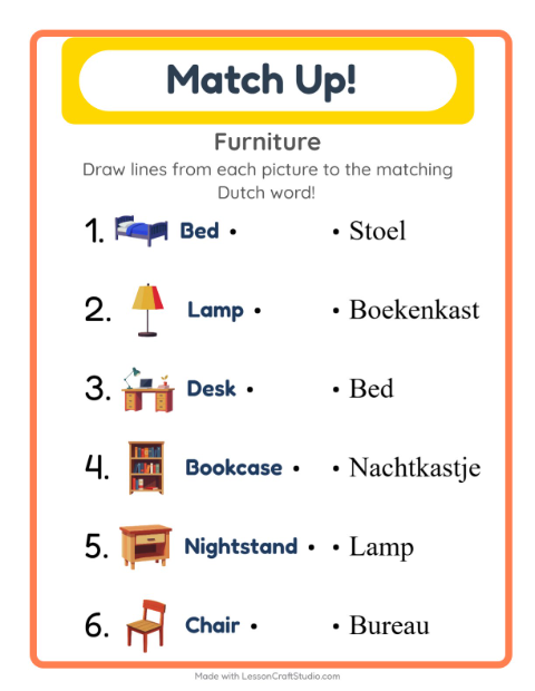 Picture-word match – Furniture