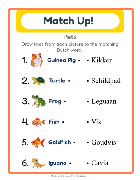 Picture-word match – Pets