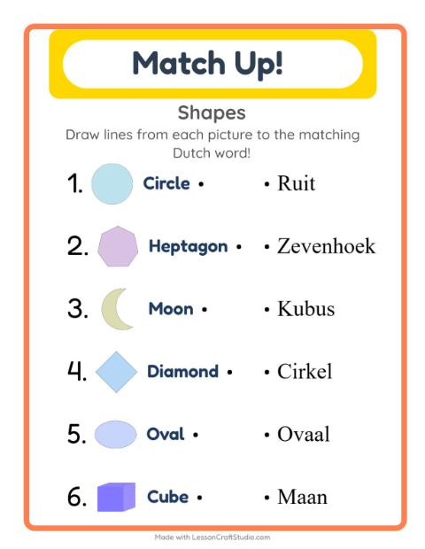 Picture-word match – Shapes