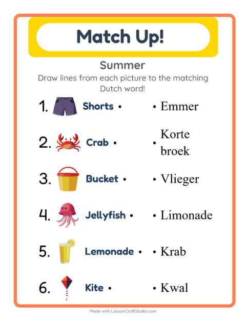 Picture-word match – Summer
