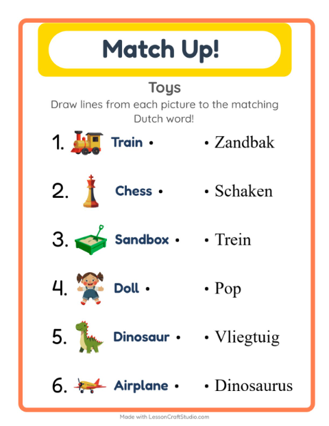 Picture-word match – Toys