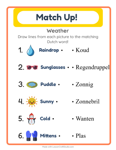 Picture-word match – Weather