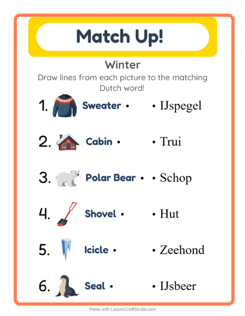 Picture-word match – Winter