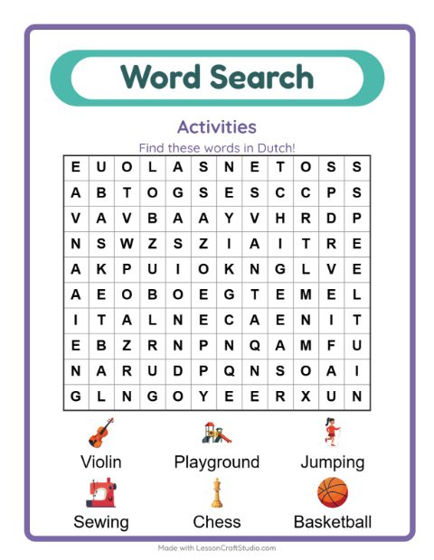 Picture word search – Activities
