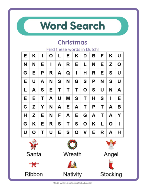 Picture word search – Christmas