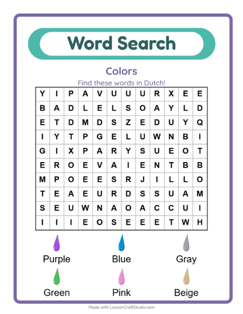 Picture word search – Colors