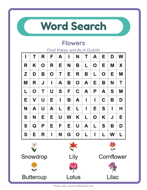 Picture word search – Flowers