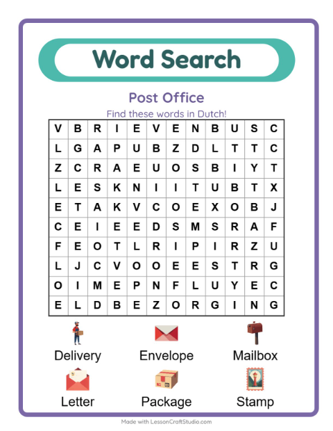 Picture word search – Post Office