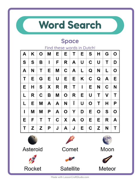 Picture word search – Space