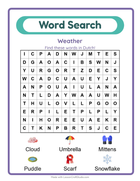 Picture word search – Weather