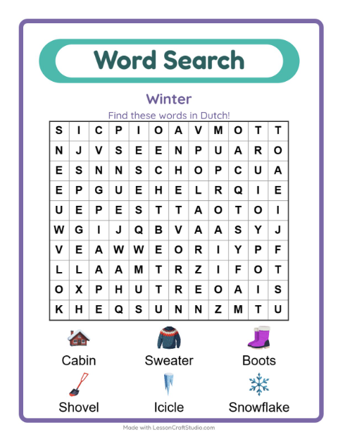 Picture word search – Winter