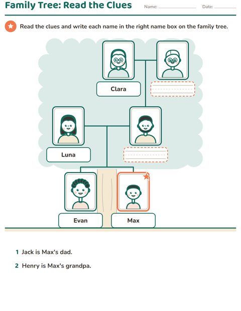 Preview of Family Members worksheet for grade 1
