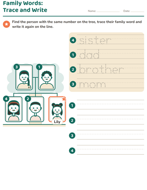 Preview of Family Members worksheet for kindergarten