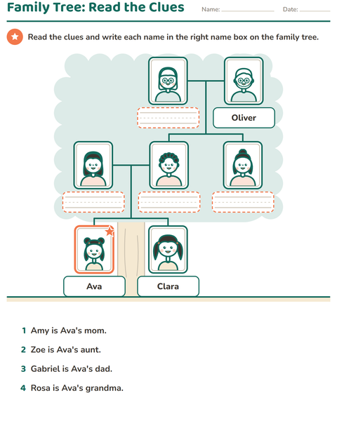 Preview of Family Members worksheet for grade 1