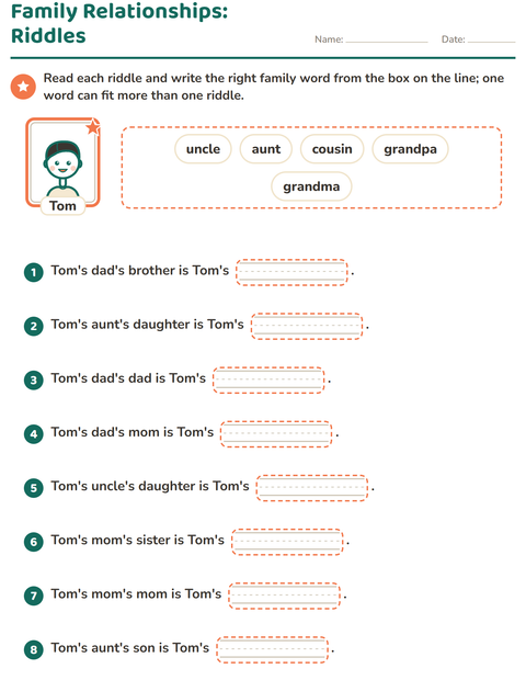 Preview of Family Members worksheet for grade 2