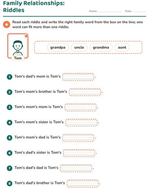 Preview of Family Relationships: Riddles
