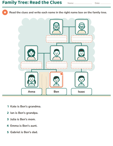 Preview of Family Members worksheet for grade 1
