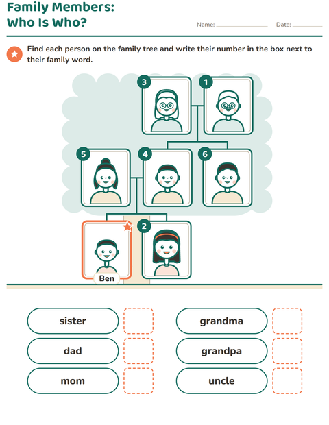Preview of Family Members worksheet for kindergarten
