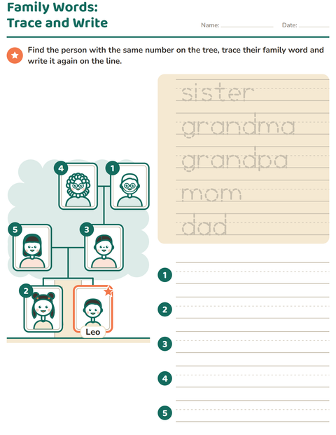 Preview of Family Members worksheet for kindergarten