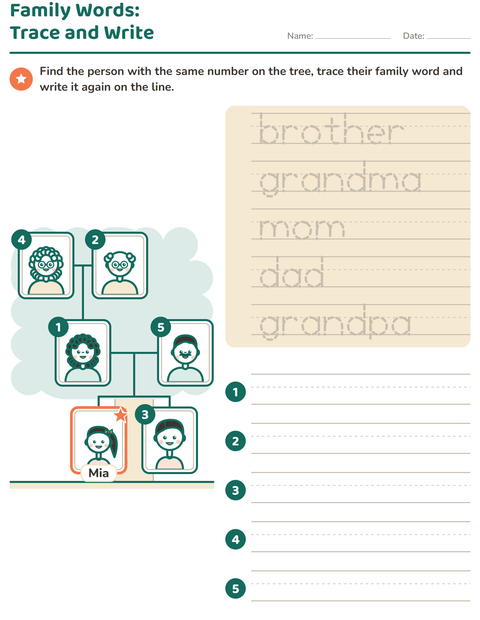 Preview of Family Members worksheet for kindergarten