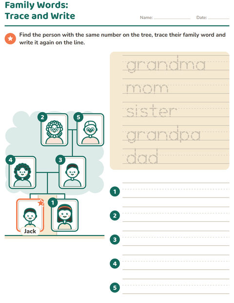 Preview of Family Members worksheet for kindergarten