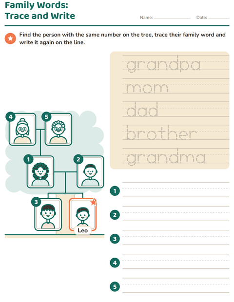 Preview of Family Members worksheet for kindergarten
