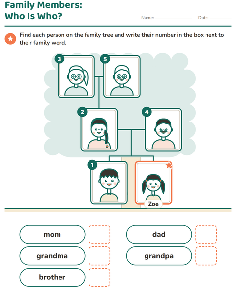 Preview of Family Members worksheet for kindergarten