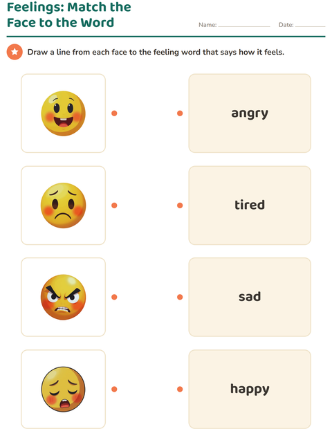 Preview of Feelings worksheet for kindergarten