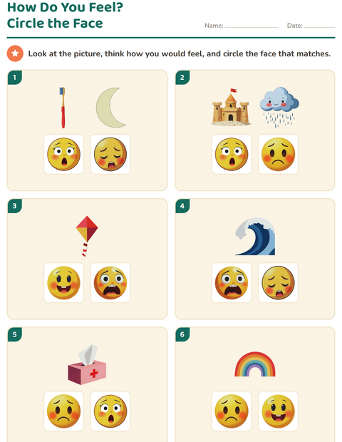 Preview of Feelings worksheet for kindergarten