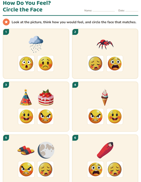Preview of Feelings worksheet for kindergarten