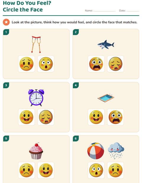 Preview of Feelings worksheet for kindergarten
