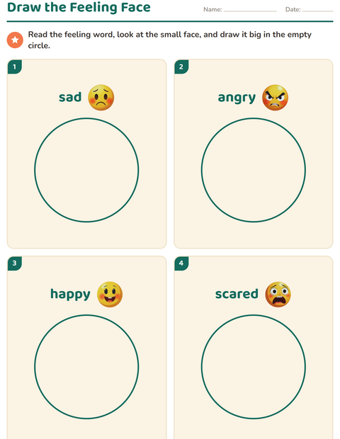 Preview of Feelings worksheet for kindergarten