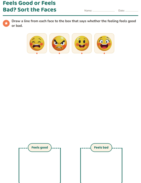Preview of Feelings worksheet for kindergarten