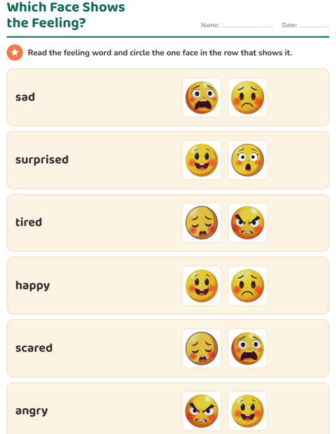 Preview of Feelings worksheet for kindergarten