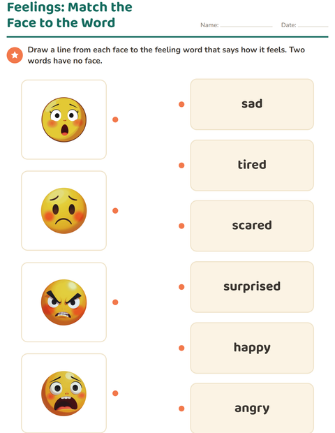 Preview of Feelings worksheet for kindergarten