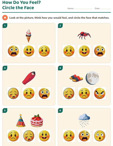 Preview of Feelings worksheet for kindergarten