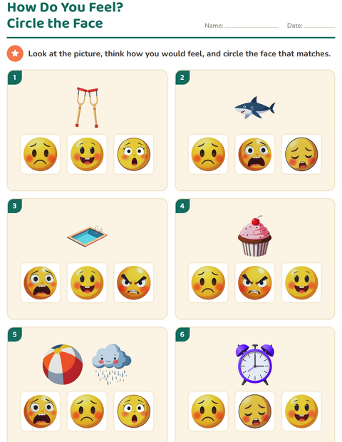 Preview of Feelings worksheet for kindergarten