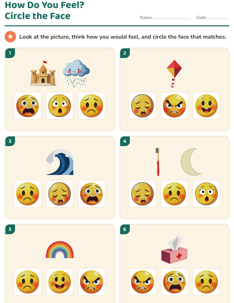 Preview of Feelings worksheet for kindergarten