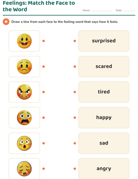 Preview of Feelings: Match the Face to the Word